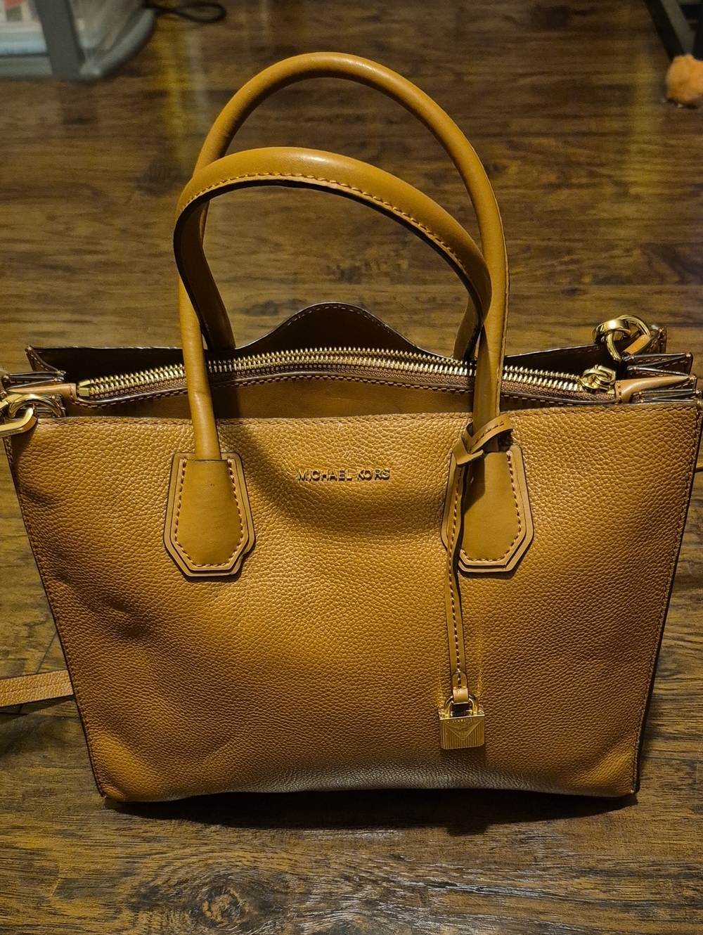 Women's Michael Kors Pebbled Leather Tote in Cognac Tan